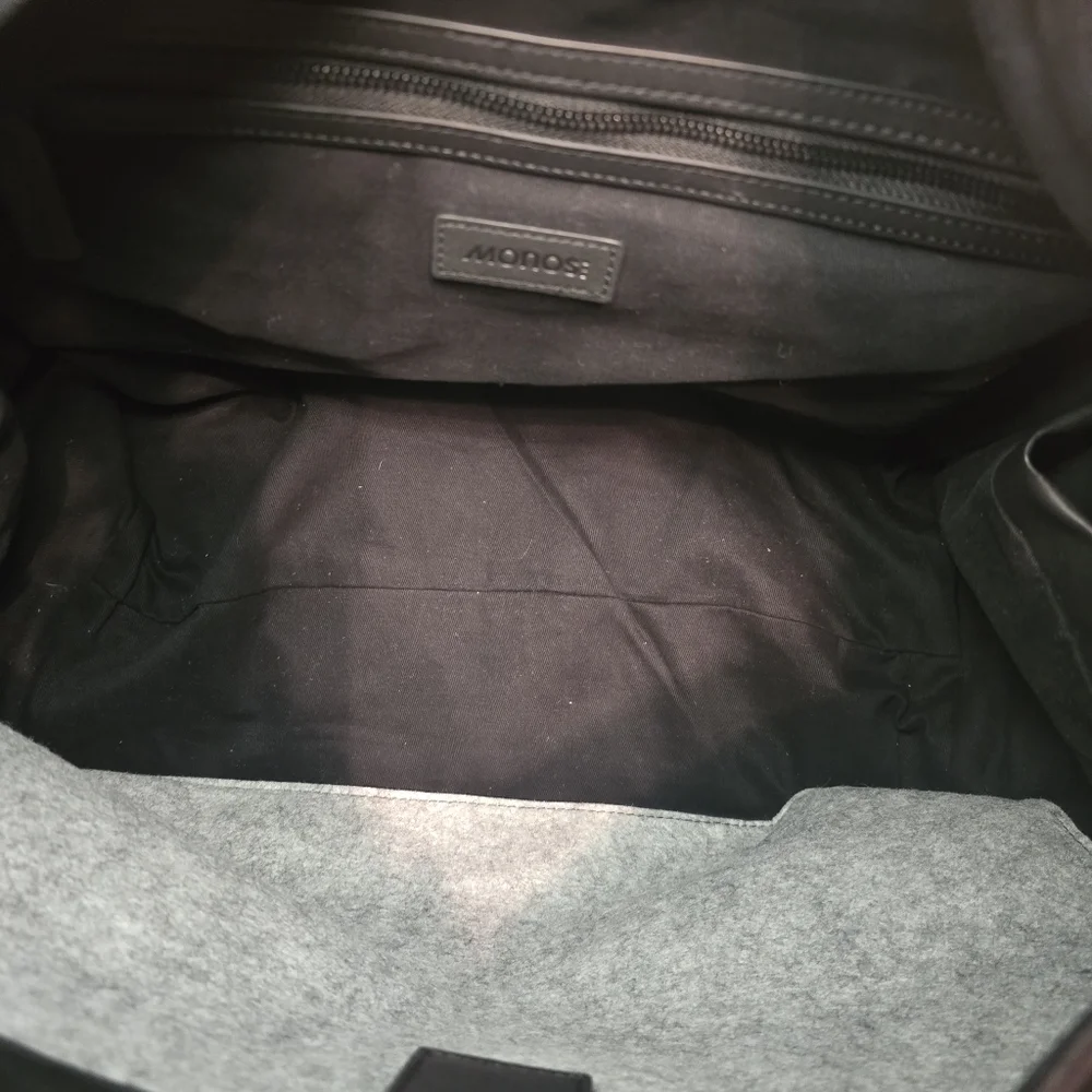 Monos Metro Duffel Black Vegan Leather Travel Bag Quicksnap Water Reaistant - Picture 12 of 16